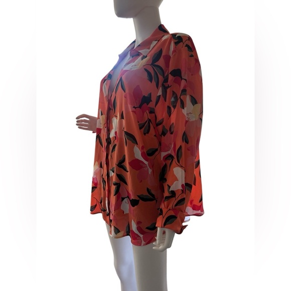 Liz Claiborne, size 3X, floral blouse, orange color good condición - Picture 6 of 10